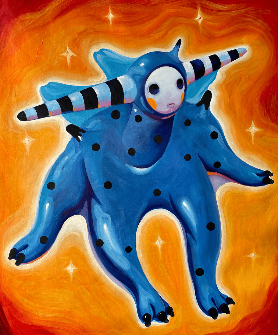 Dmitrii Filimonov contemporary artist. Selected artworks from 2020-2025. The little beast in search of the ocean oil on canvas, 80*90 cm 2023 Sale