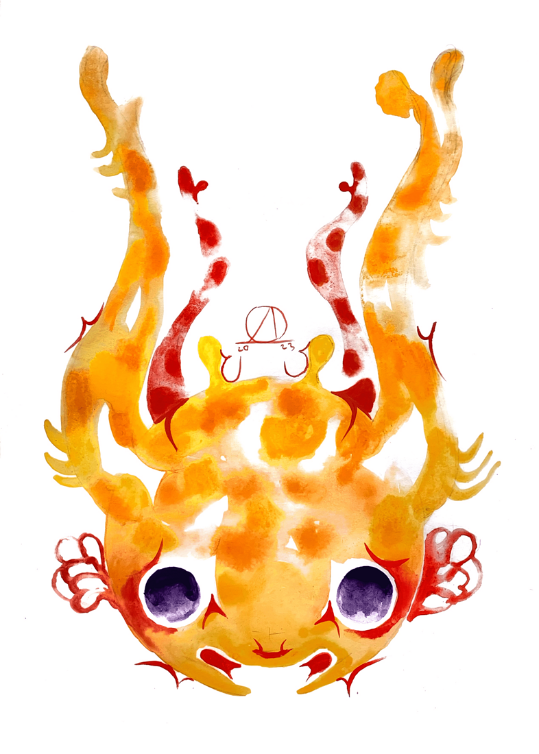 Dmitrii Filimonov contemporary artist. Octopus. Octopus №1/ for Sale acrylic on paper 21*29 cm 2024 for Sale