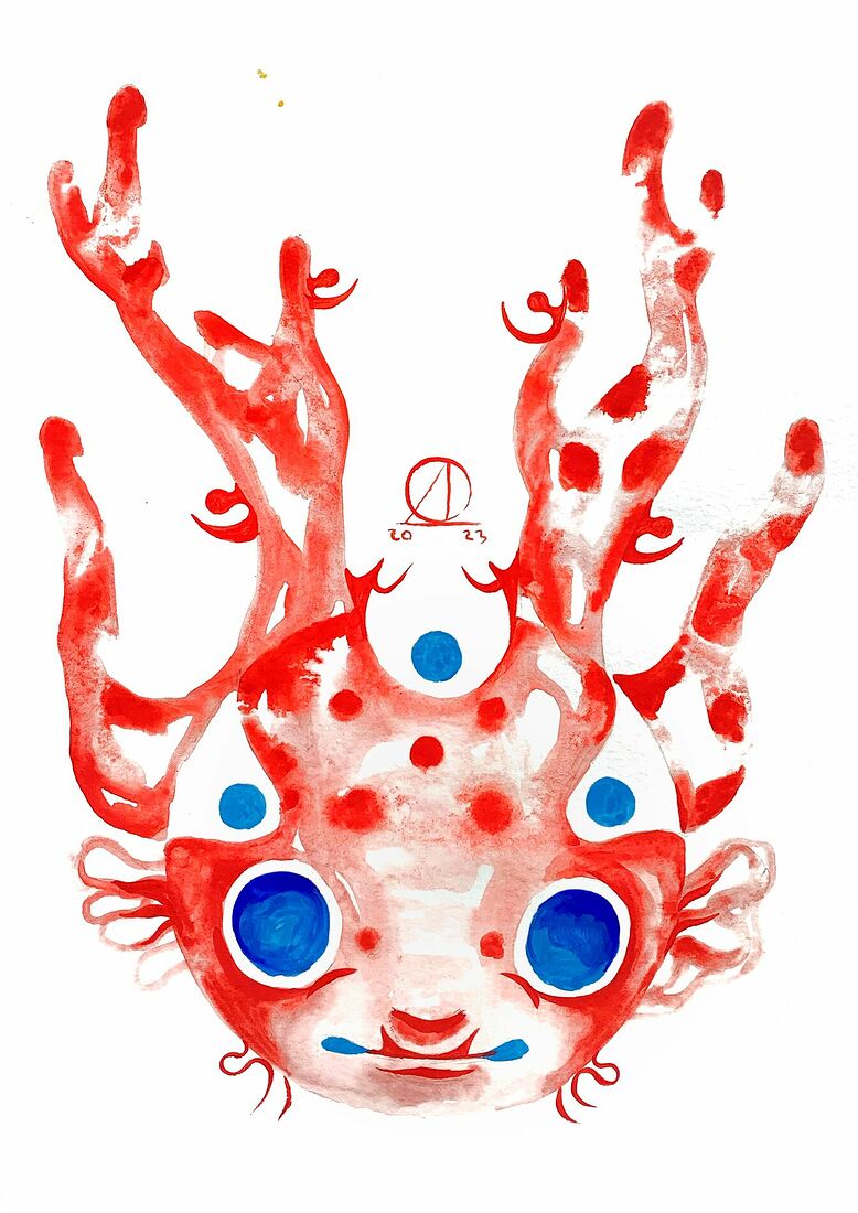 Dmitrii Filimonov contemporary artist. Octopus. Octopus №2/ for Sale acrylic on paper 21*29 cm 2024 Sale