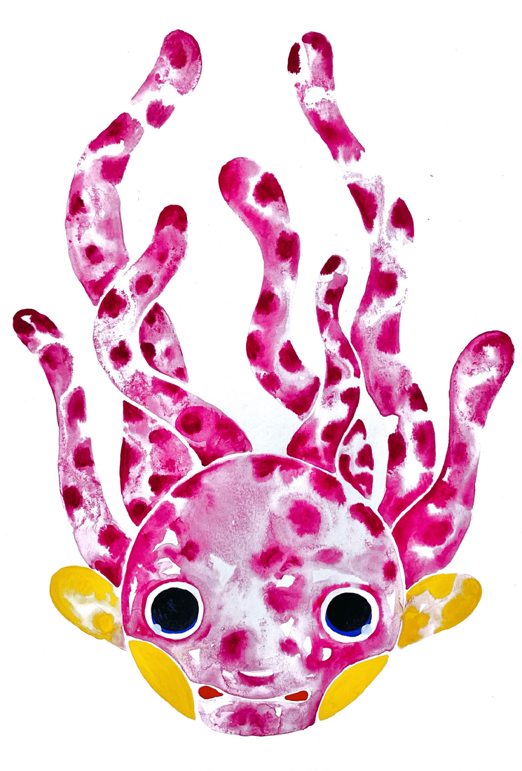 Dmitrii Filimonov contemporary artist. Octopus. Octopus №6 Sold acrylic on paper 29*42 cm 2023 Sold
