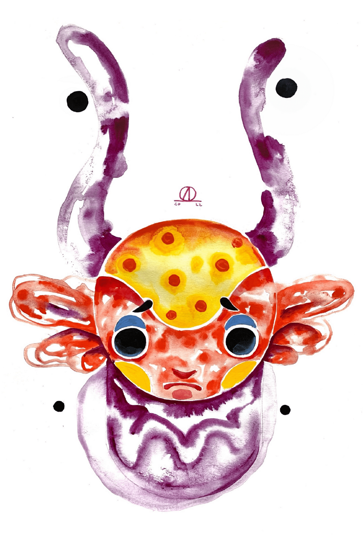 Dmitrii Filimonov contemporary artist. Octopus. Octopus №3 Sold acrylic on paper 29*42 cm 2023 Sold