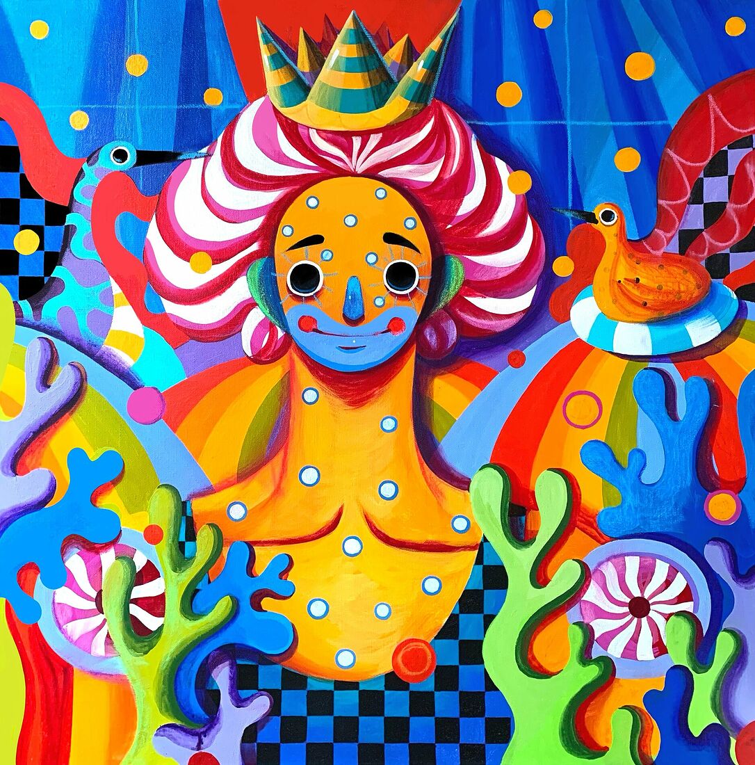 acrylic on canvas, pastel, varnish 80*80 cm 2021 Sold