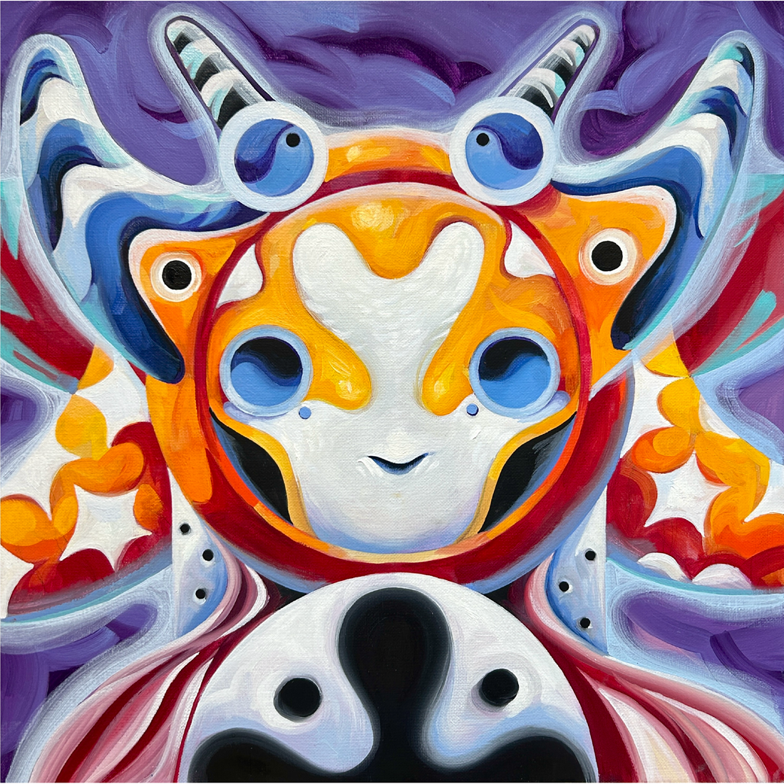 Dmitrii Filimonov contemporary artist. Portraits of the little beasts. Circus beast oil on canvas 40*40 cm 2025 Sold